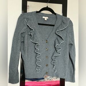 Gray Ruffled Women's Sweater